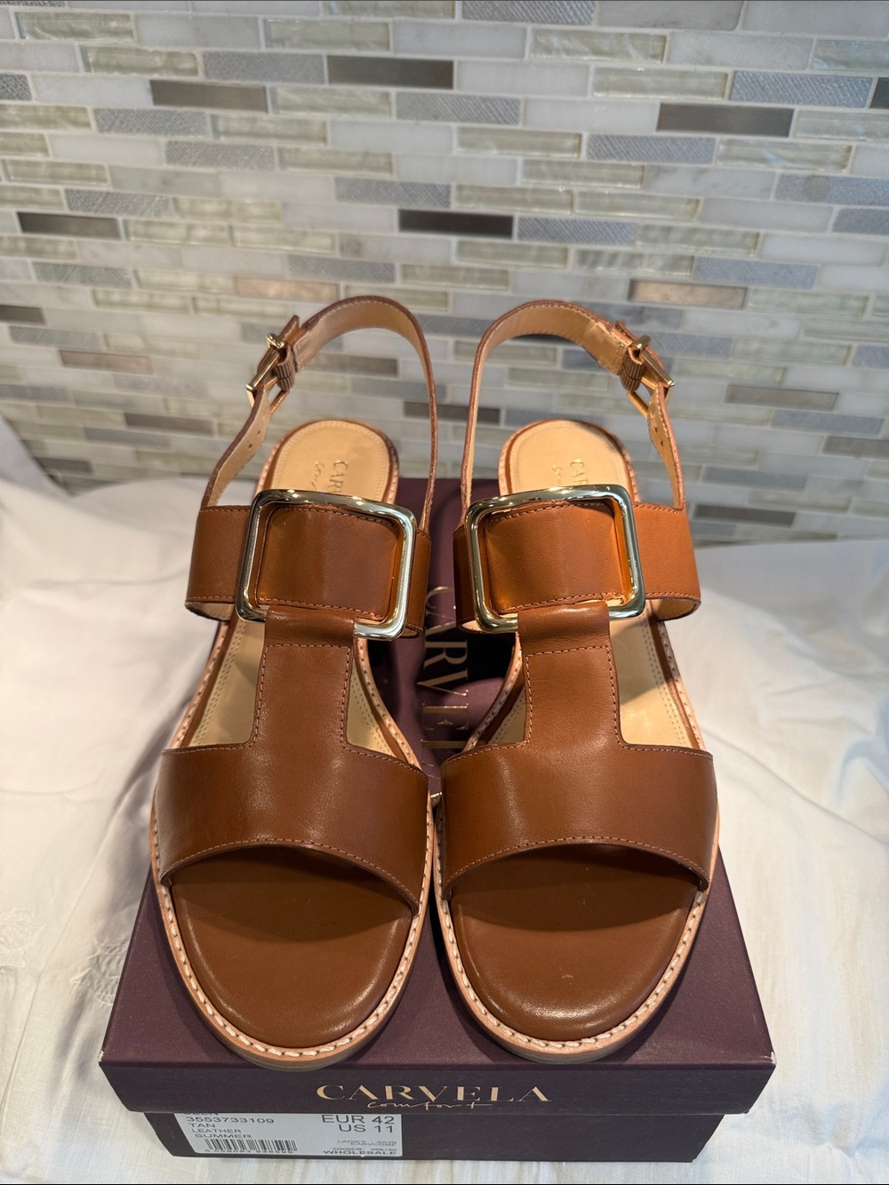 Carvela Brown Leather Buckle  Sandals